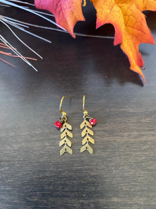 Bronze & Red Arrow Earrings