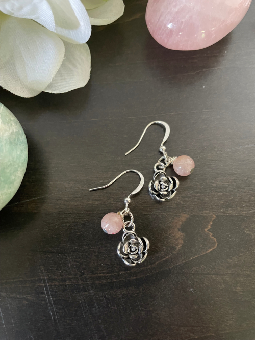 flower gemstone dangle earrings