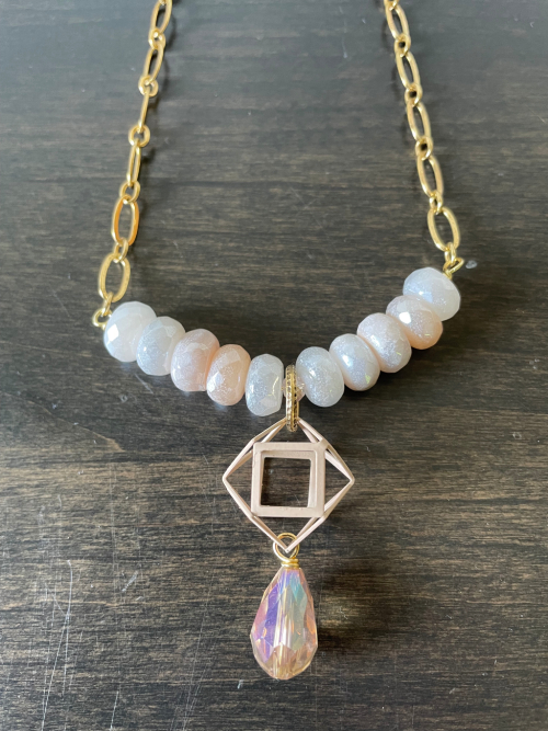 Geometric Pink Agate Necklace